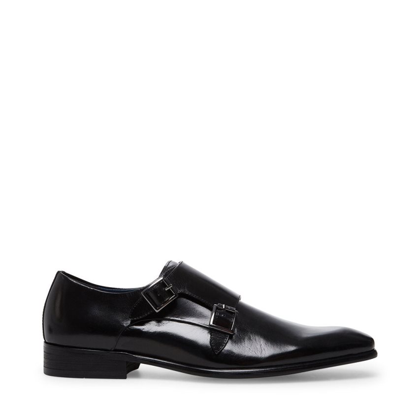 Black Steve Madden Beaumont Leather Men\'s Loafers | PH 2567NVY